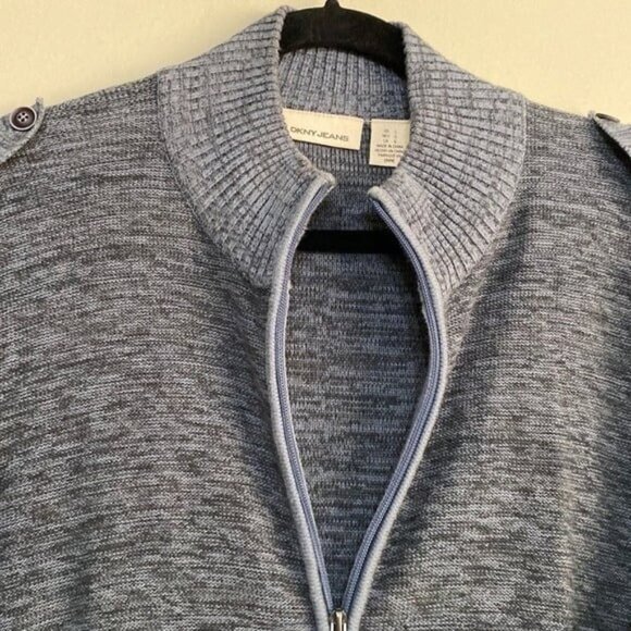DKNY cardigan  sweater mens zip down long sleeves in size L - Picture 2 of 10